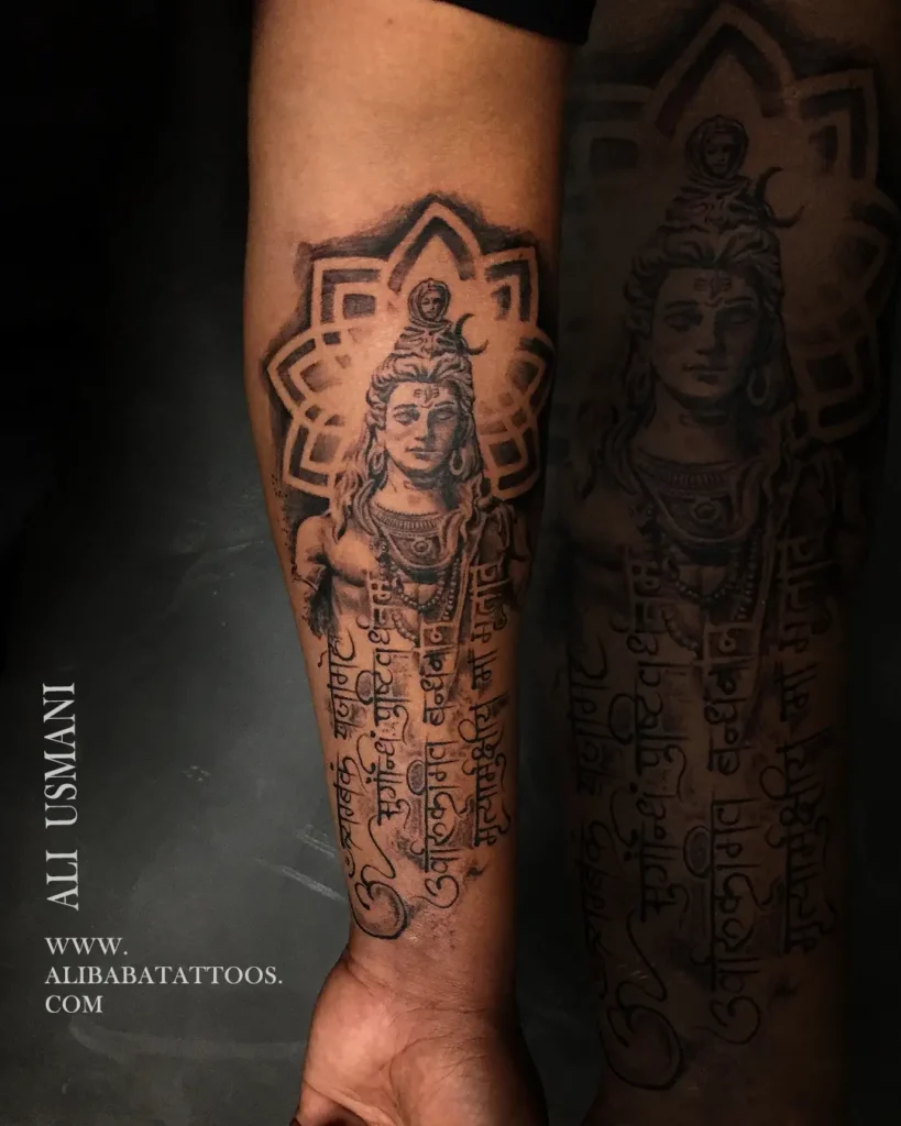 Meditating Lord Shiva Tattoo-lord Shiva tattoo on forearm
